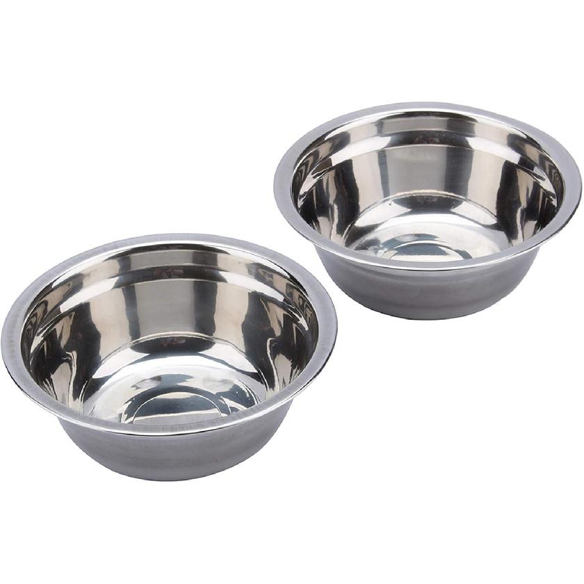 Pet Bowl, Stainless Steel Double Cat Dog Waterer Bowls Elevated Dog Feeder Pet Food Water Bowls with Retro Iron Stand Double Diner Feeder Bowls