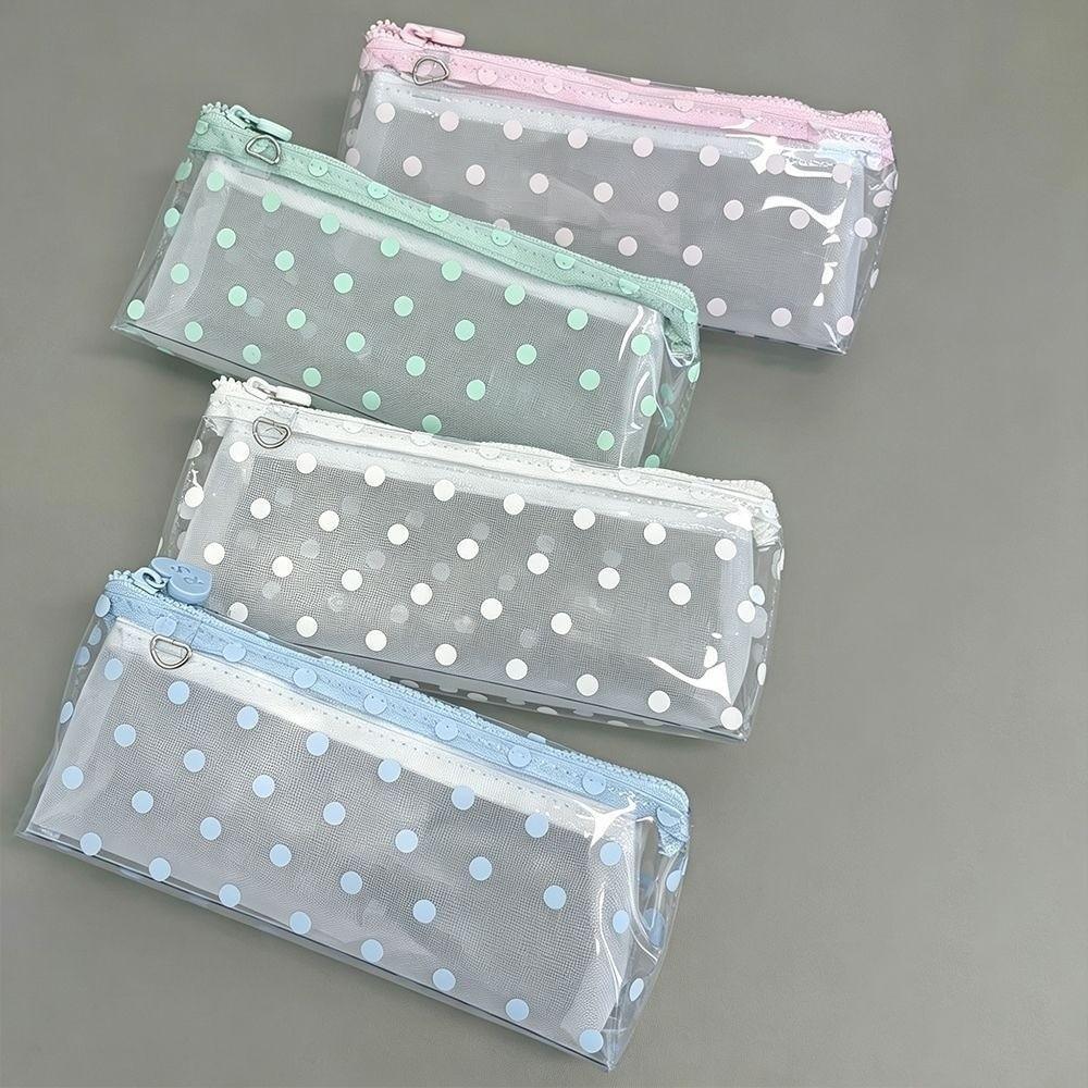 Polka Dot Print Pencil Case Detachable Pencil Pouch Portable Stationery Bag Students