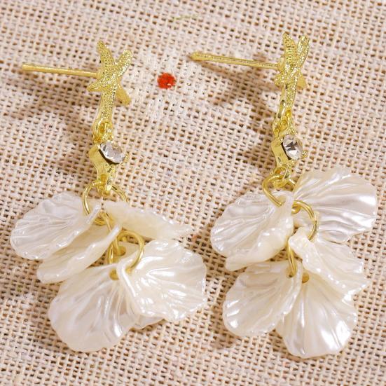 1 Paio Orecchini Pendenti da Donna Stile Francese Decorazione Stella Marina Conchiglia Petalo Charms Orecchini a Bottone Orecchini per Vacanze Estive Gioielli Regalo
