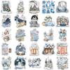 50 Sheets: Winter Watercolor Transparent PET Stickers for Bottles, Phones, and Computers