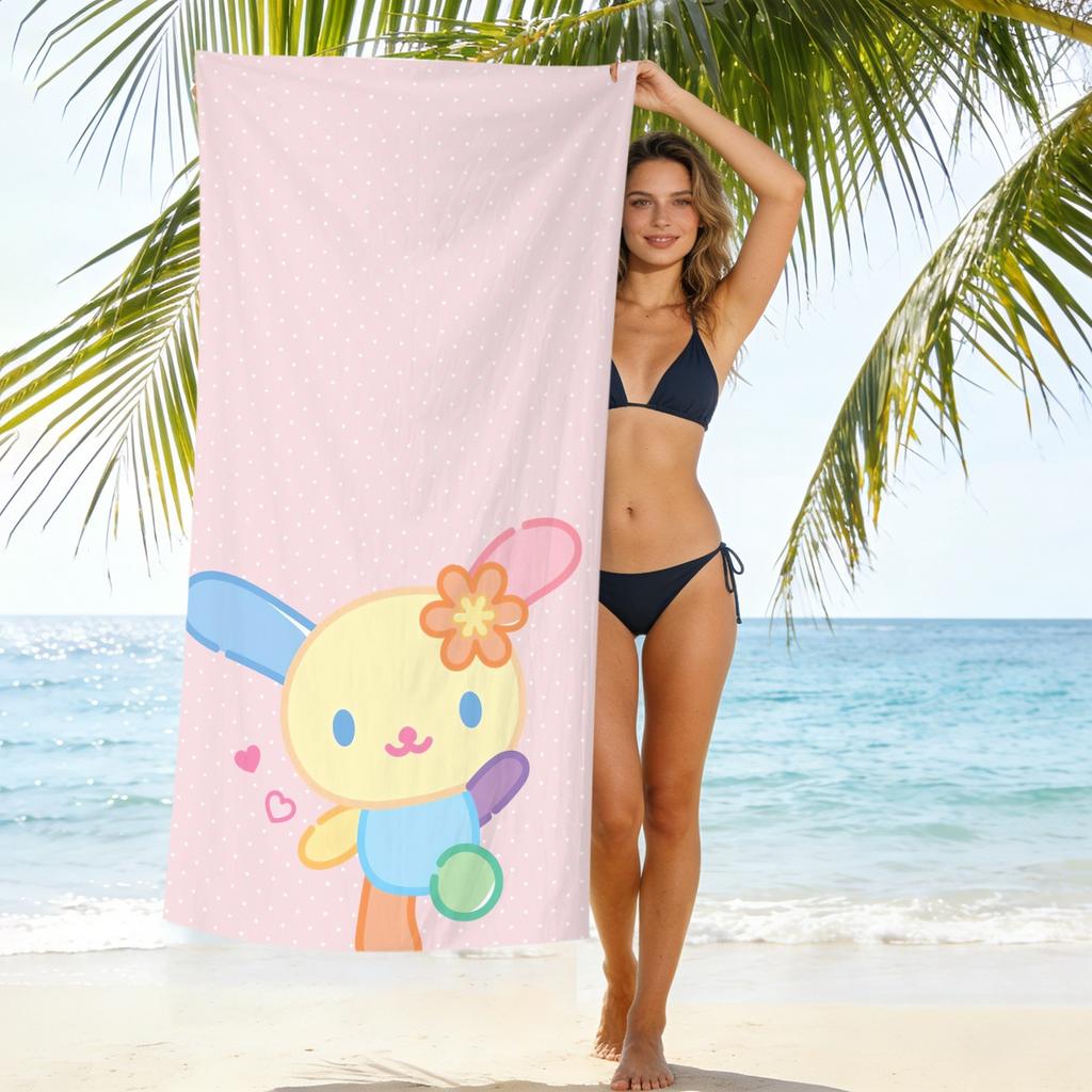 New Cute Rabbit Printed Microfiber Beach Towel Quick Dry Soft Bath Towel For Kids