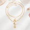 Salircon 3Pcs/Set Boho Gold Color Starfish Scallop Conch Pendant Necklace New Summer Beach Adjustable Metal Choker Charm Jewelry