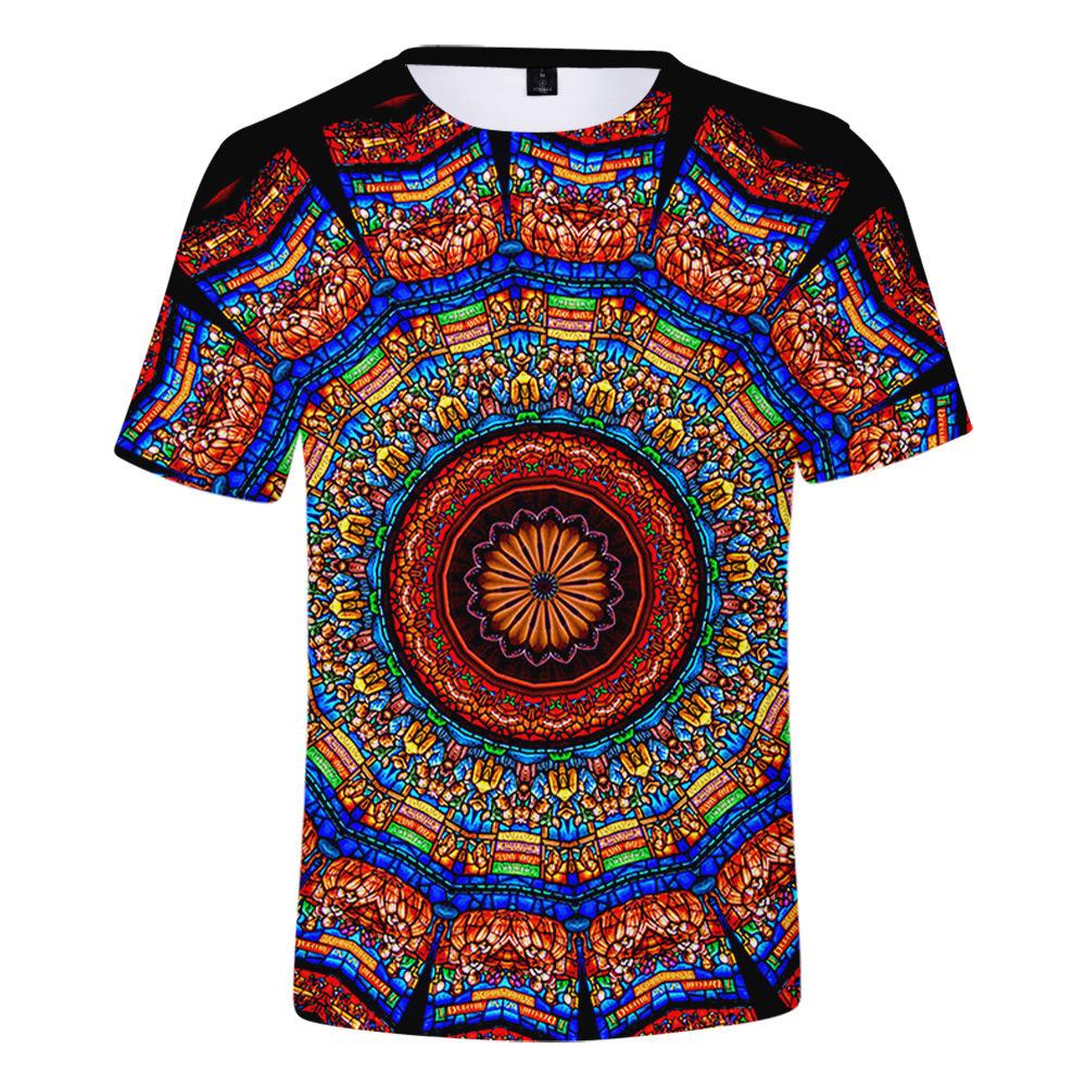 Stained Glass Loose 3D Summer Fashion Men's Clothing 3D Short Sleeved T-shirt