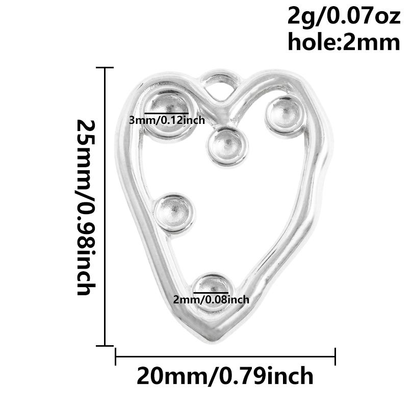 6pcs High Quality Assorted Stainless Steel Heart Charms For Jewelry Making Bracelets Keychain Pendant DIY Women Men Pendant Bulk