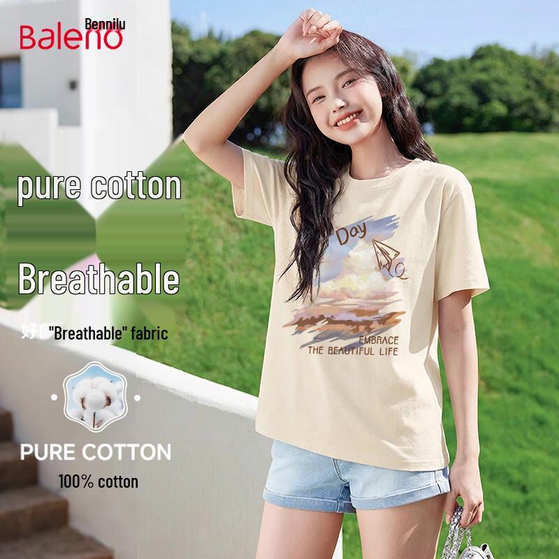 Baleno Women s Loose Fit Sunset Graphic Cotton T-Shirt M