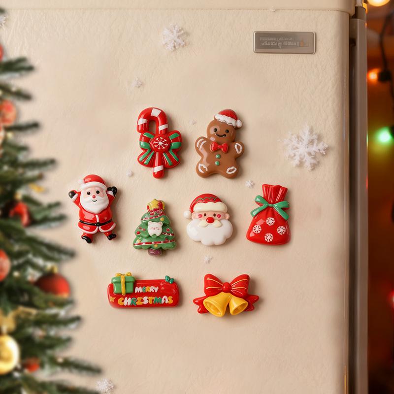 10/20PCS Resin Christmas Fridge Magnets Cartoon Santa Claus Snowman Xmas Tree Magnet Christmas Decoration For Home New Year Gift