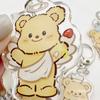 Cute Acrylic Butter Bear Keychains Bag Pendant Cartoon Keyring Jewelry Women Backpack Charms Decor Accessories