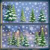 Festive Store Window Decor 2Pcs Christmas Snowflake Clings, Winter Green Pine Tree Static Glass Indoor Holiday Decal Stickers, Snow Dots Xmas