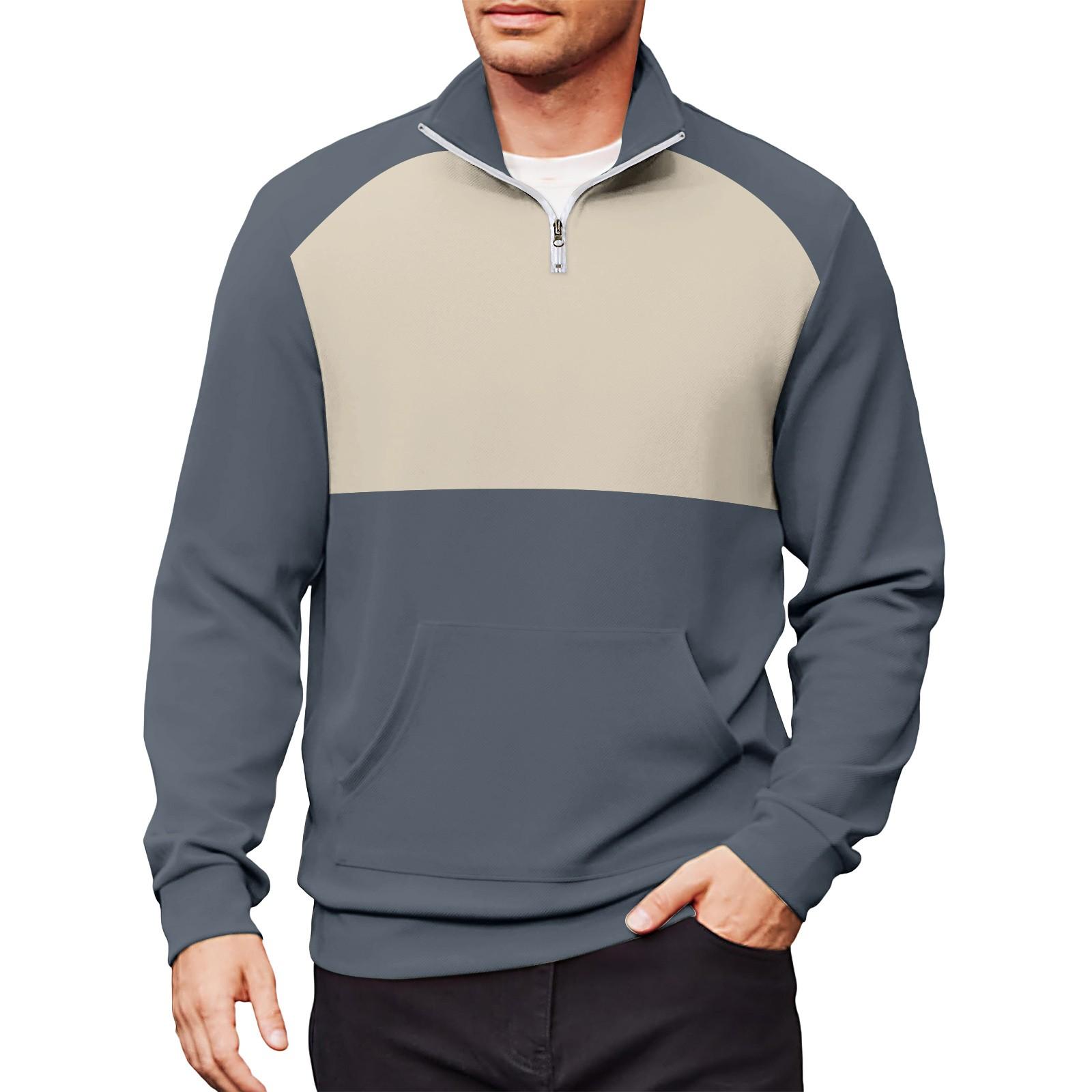 

Мужской повседневный свитшот с длинными рукавами, воротником на молнии до четверти. L