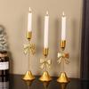 Iron Candlestick Golden Taper Candle Stands Classic Bow Candle Holder  For Wedding/Table Decor