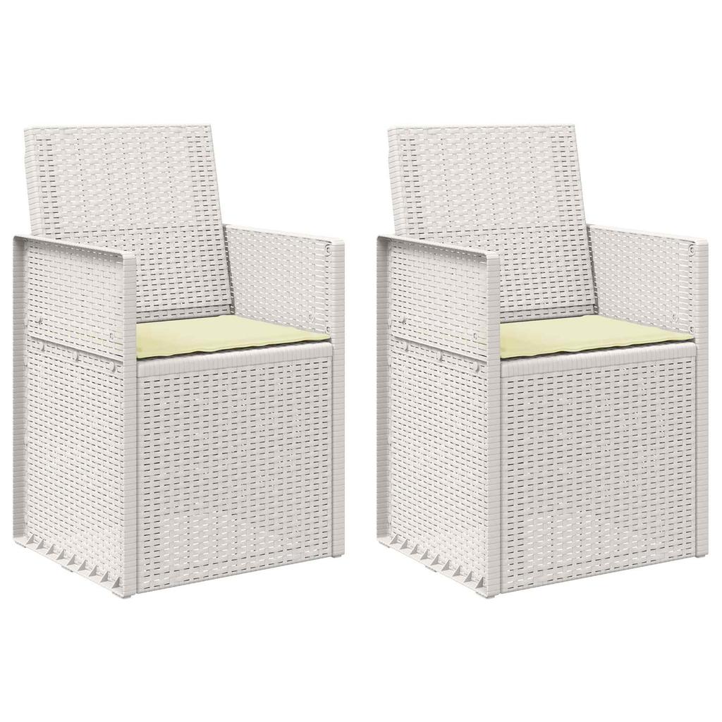 Garden Dining Chairs 2 pcs White and Cream PP