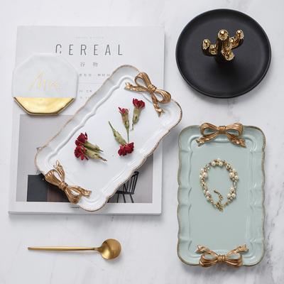 European Retro Style Bow Resin Tray Jewelry Tray Jewelry Storage Decoration Tray Fruit Decoration