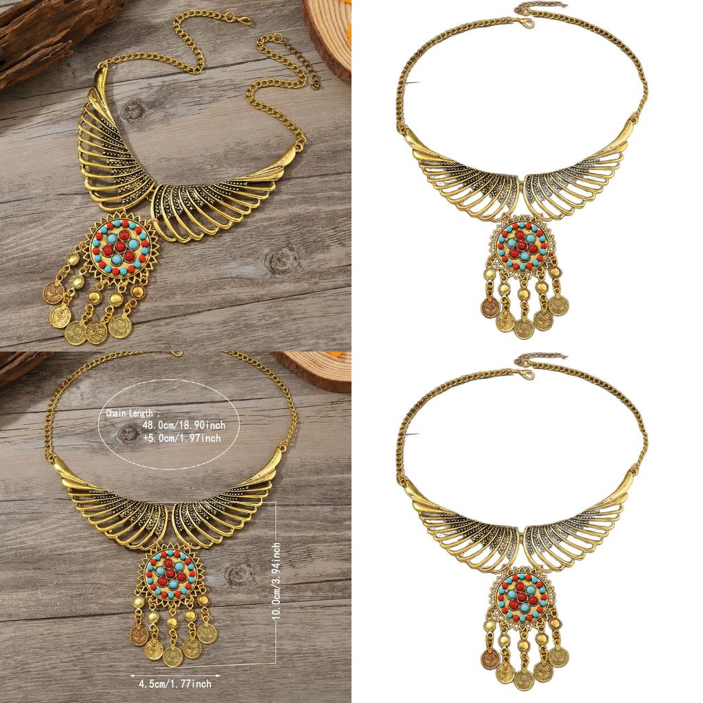 Retro Boho Chic Angel Wing Necklace With Alloy Pendant And Multilayer Chain For Unisex Style