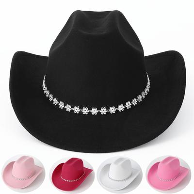 European and American Popular Small Flower Sequins Women's Western Cowboy Top Hat Outdoor Jazz Hat