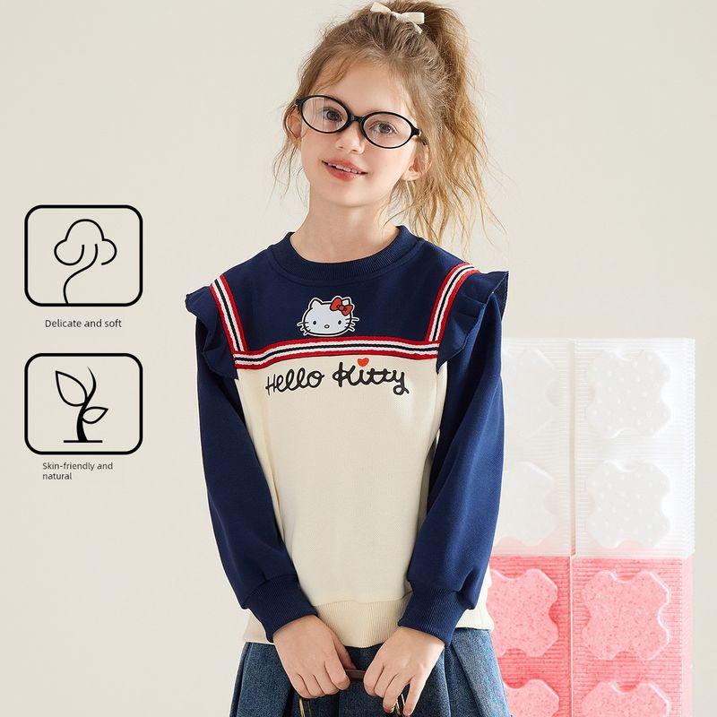 Hellokitty Girls  Sweatshirt Spring and Autumn 2025 New Stylish Children s Spring Top Stylish Girls  Spring Clothing Apricot 160 Yards