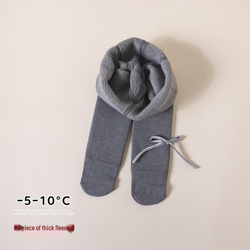 

Детские колготки из ягнячьей шерсти в вертикальную полоску с бантом - Осенне-зимние леггинсы S for 80-90cm