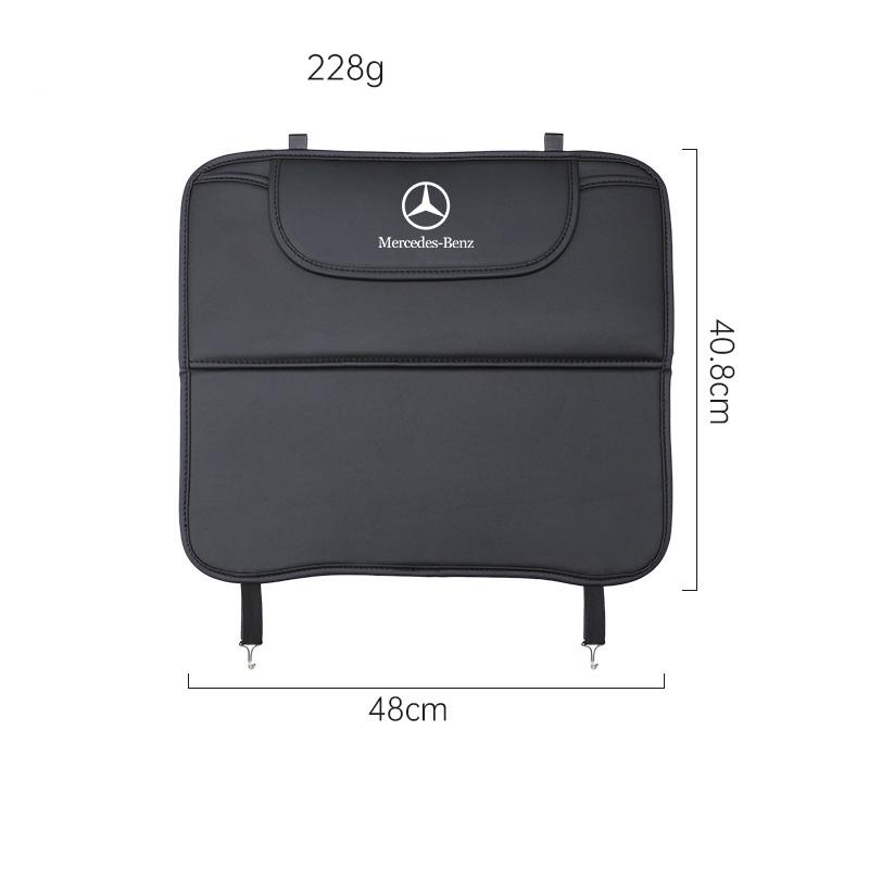 PU Leather Car Seat Back Anti Kick Pad Waterproof Anti Scratch Protector with Storage Pocket for Mercedes-Benz C E S GLC GLE Etc