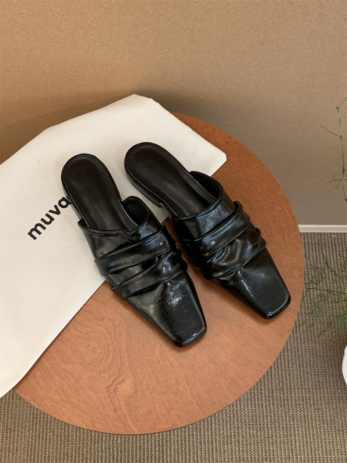 

Туфли-мюли женские туфли-лодочки слипоны элегантные уличные тапочки весна лето новые лаконичные повседневные рабочие туфли женские новинка 39 чёрный