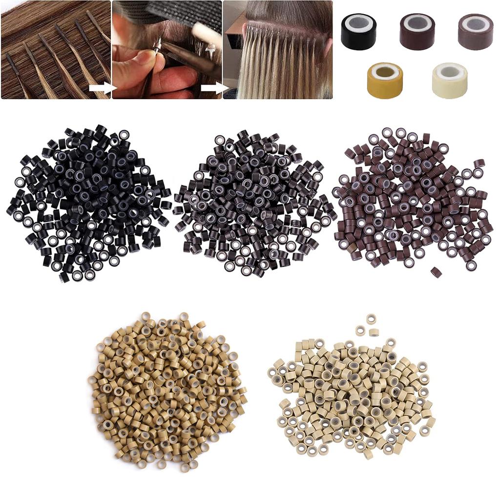 1 Satz Haarverlängerungszangen-Set, 100 Mikroglieder/Perlen + 1 Ziehnadel + 1 Mikroringe + 1 Haarzangen-Werkzeug