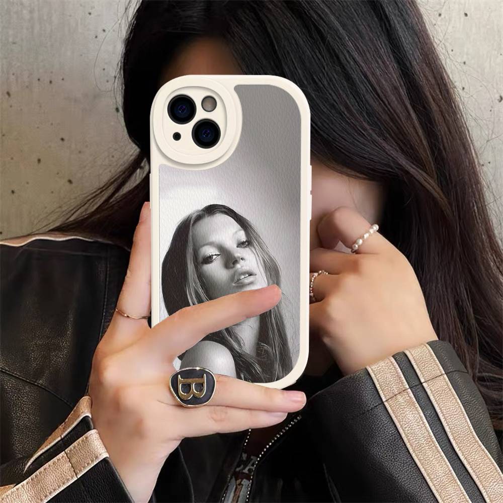 

Kate Moss Model Phone Case For IPhone 16 15 14 13 Pro Max 11 12 Plus Leather Silicone Cover iPhone 16 pro