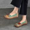 Vintage Mieszane Kolory Ręcznie Robione Damskie Buty Miękka Podeszwa Płytkie Prawdziwej Skóry Kwadratowe Noski Płaskie Buty