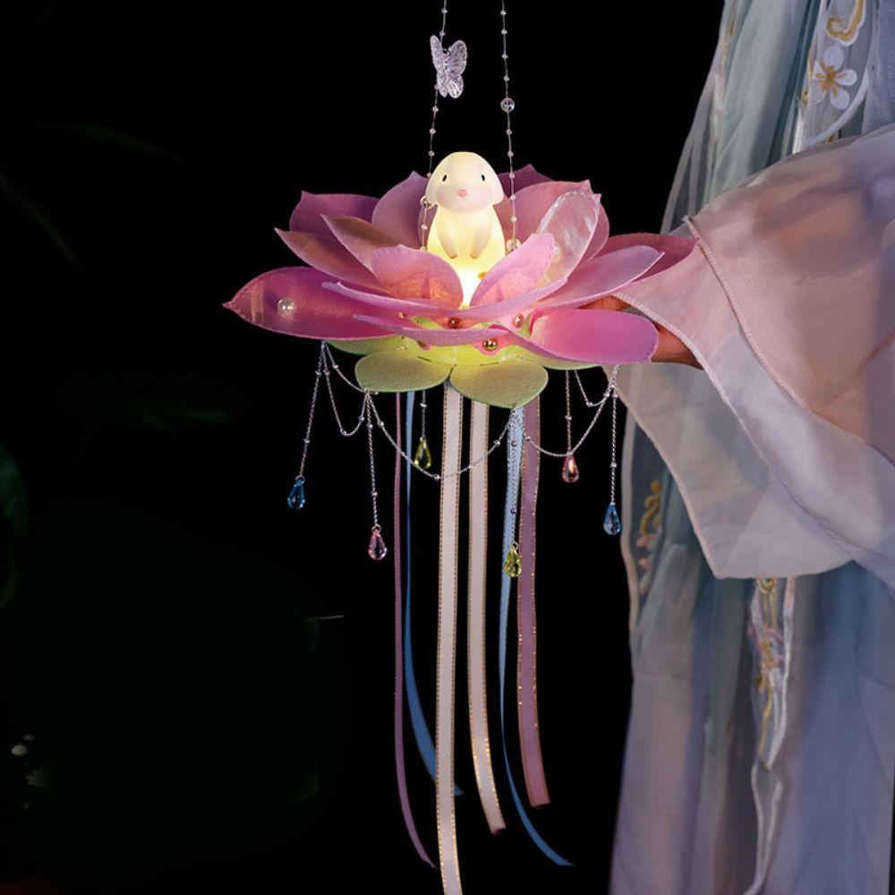 Blossom Lotus Flower Lanterns Glowing Rabbit Lotus Lantern  Festival Gift