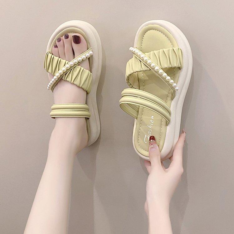 [Youshilai] Stepping On Shit Sandals Women's Summer Wear Fairy Style with Skirt 2025 New Soft-soled Slippers