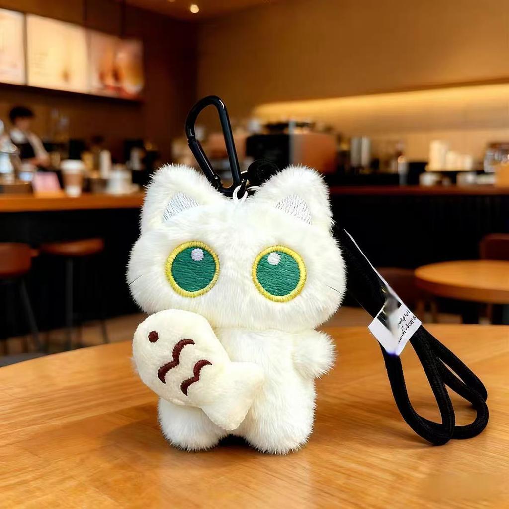 Cute Black Cat Plush Keychain Cartoon Kitten Soft Stuffed Doll Pendant Car Key Backpack Bag Doll Pendant Keychain Decor Gift