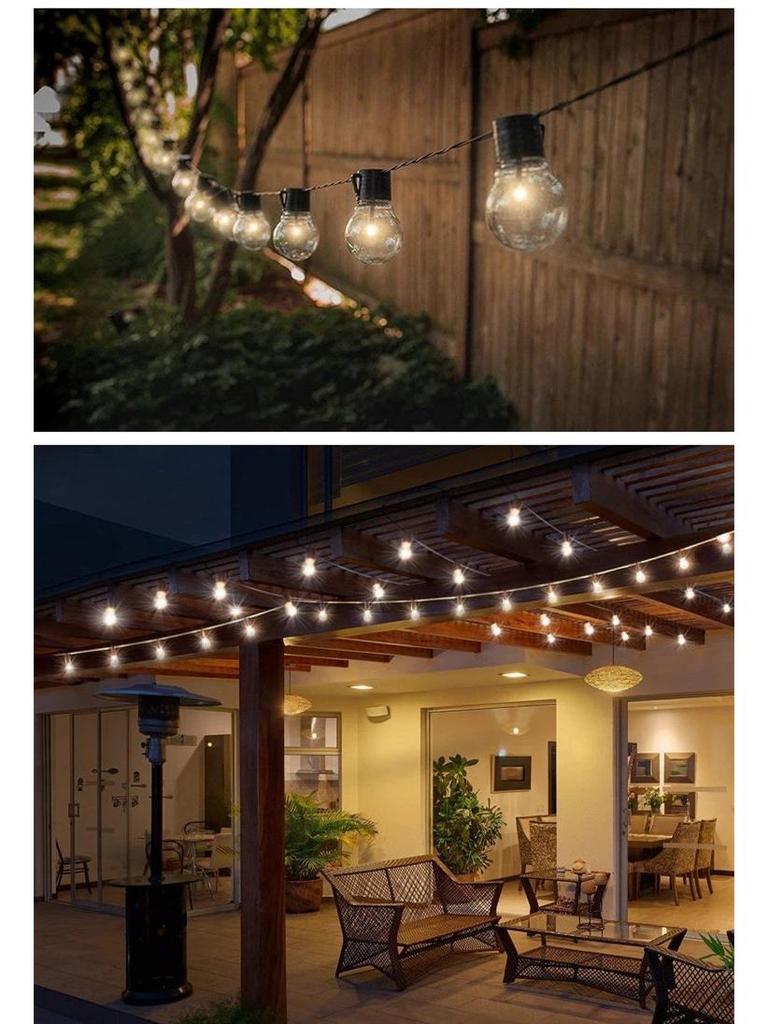 Vintage LED Solar String Lights - G50 Transparent Ball for Outdoor Garden Patio Decor