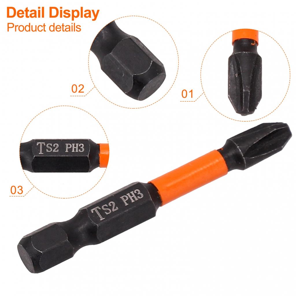 Screwdriver Bit Alloy Steel Orange PH1 PH2 Brand-New