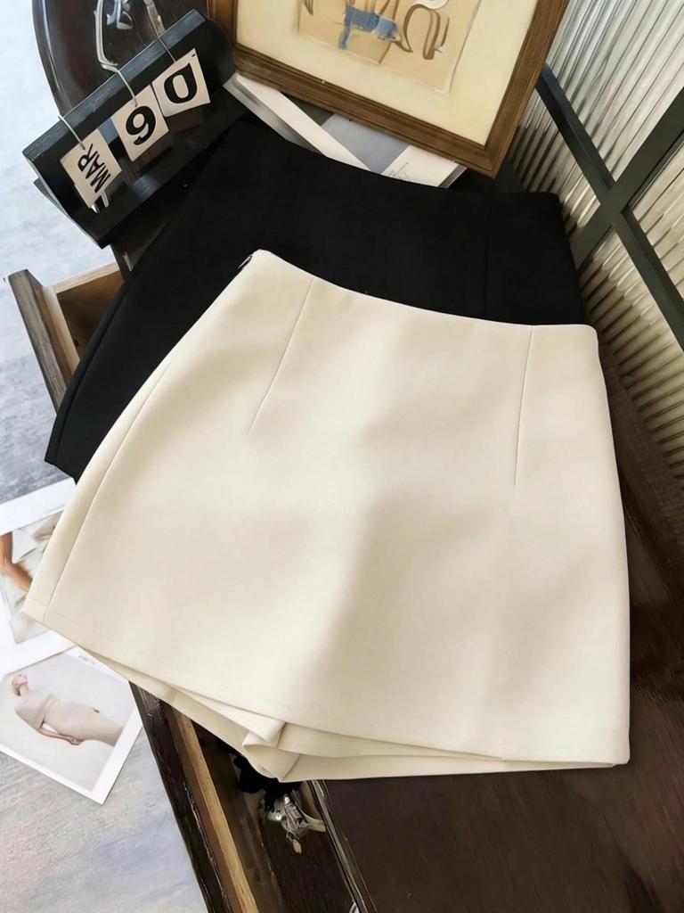 Korean Style High-Waisted A-Line Slimming Skirt with Anti-Exposure for Women
