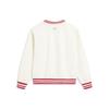 Li Ning Rising Fortune Series Printed Striped Crew Neck Pullover Sweatshirt Women Sweatshirt Off-White AWDU034-5