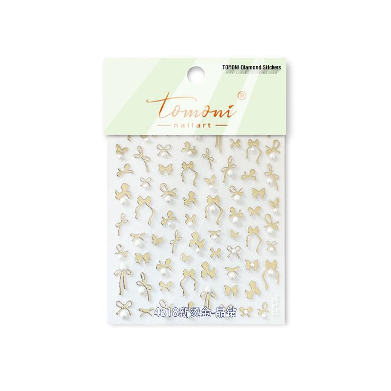 Tomoni 3D Crystal Diamond Nail Stickers for Children - Red Bowknot & Heian Design