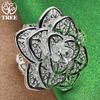925 Sterling Silver Rose Flower Adjustable Opening Rings For Women Party Birthday Engagement Wedding Fashion Charm Jewelry Gift