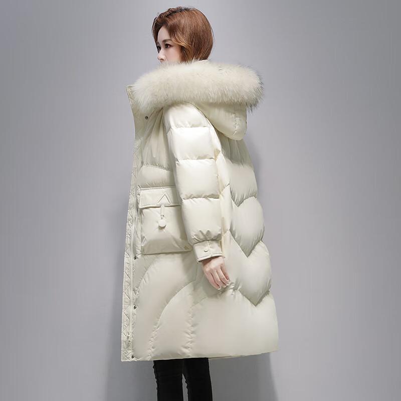 

YAYA 2025 Новая коллекция Женский длинный пуховик с меховым воротником L