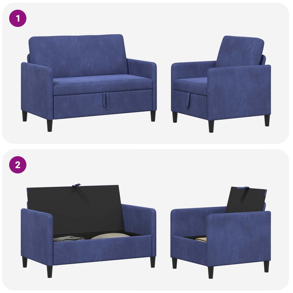 Sofa Set with Storage 2 pcs Police Blue Polyester