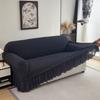 Premium Thick Bubble Gauze Sofa Cover Full Elastic Lace Trim Skirt Design All Season Stretchable