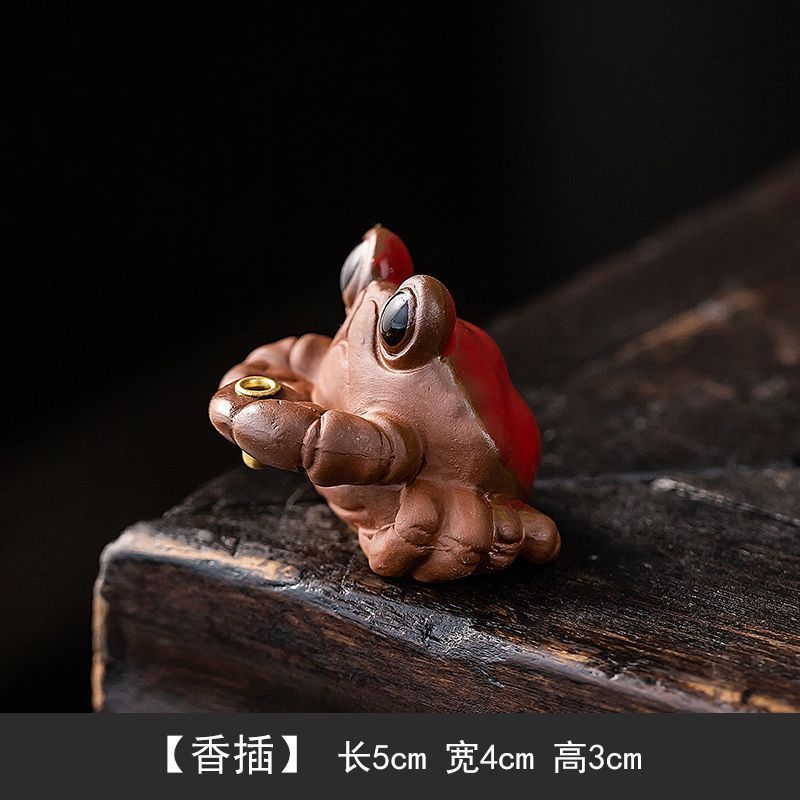 Lucky Purple Sand Small Goldfish Line Incense Burner, Household Indoor Insert Seat Zen Tea Room Desktop Incense Burner Ornament
