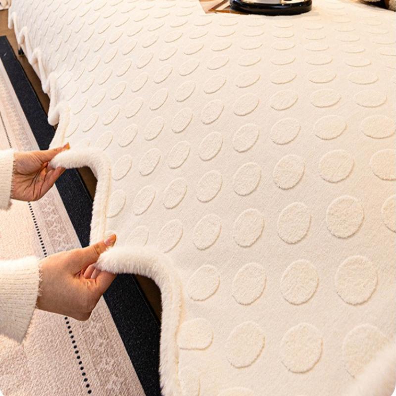 Plush Sofa Cushion French Autumn and Winter New Style Thick Cushion Premium Feeling Fixed Non Slip One-piece Cover Cloth Towel