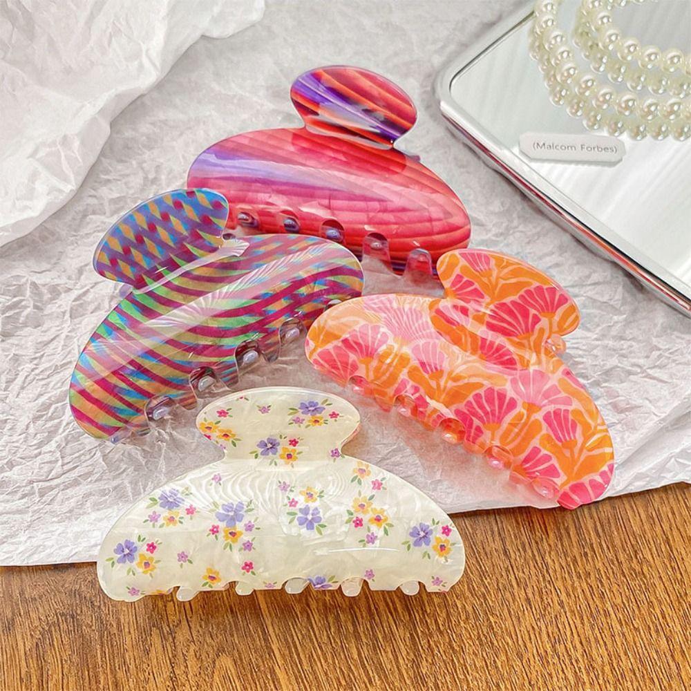 Acrylic Flower Hair Claw Colorful Acrylic Shark Clip Sweet Hair Claw Clip  Daily