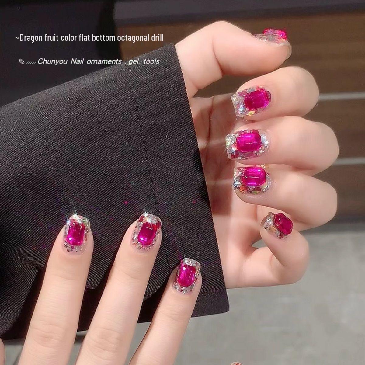 

Украшения для ногтей в виде драконьего фрукта: Стразы Октагон Розово-Красного Цвета в Стиле Интернет-Знаменитости