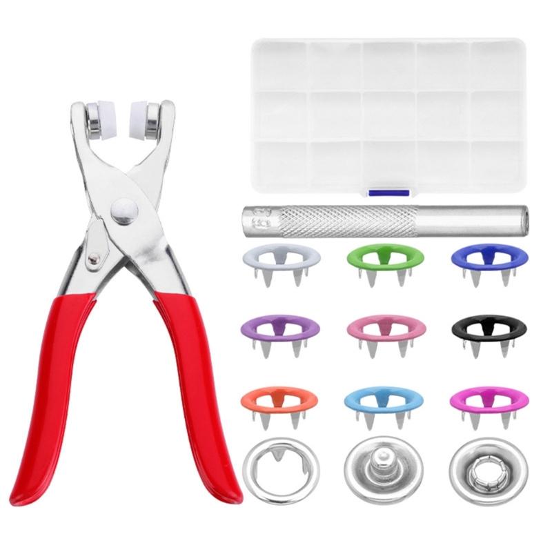Metal Snap Button with Fastener Pliers Hollow Sewing Snaps Prong Snap Button Kits for DIY Crafting Clothing Sewing
