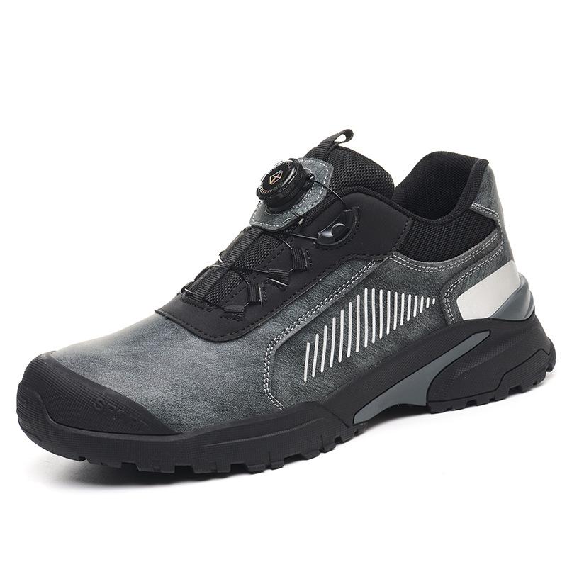 

Новая рабочая обувь мужская ударопрочная и проколостойкая летняя дышащая, легкая дезодорирующая поворотная безопасная строительная обувь 717 Rotating Button, Grey; 46