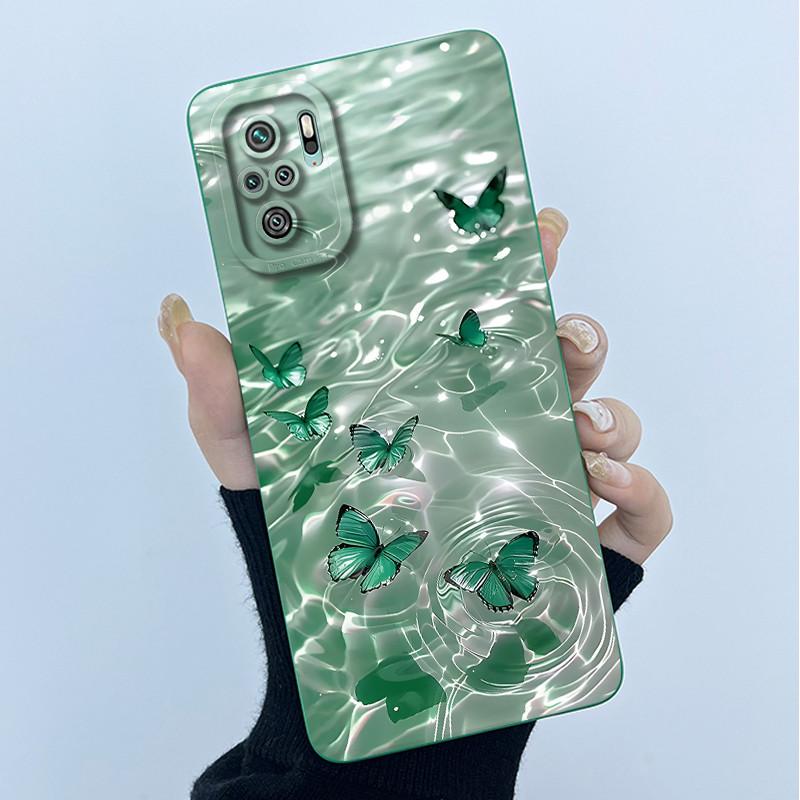 For Xiaomi Poco M5s Phone Case PocoM5s Cover Fashion Simplicity Butterfly Floral Soft Liquid Silicone Shell For Poco M 5s Fundas