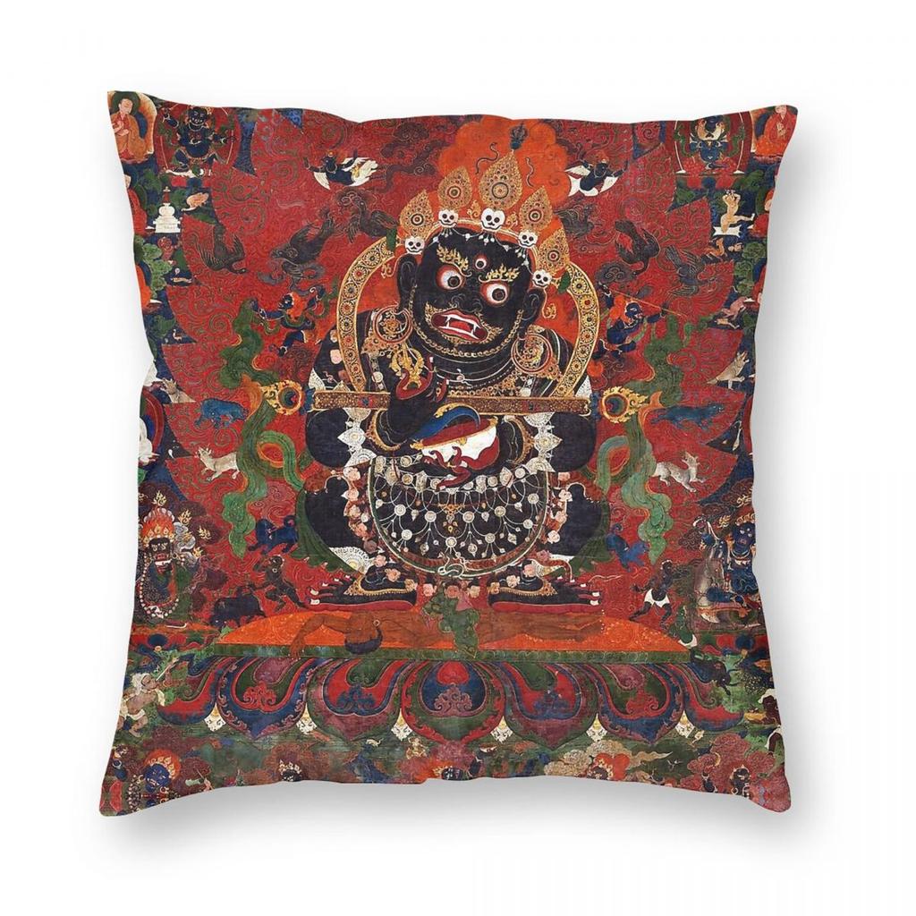 Mahakala Protector Of The Tent Tibetan Buddhism Pillowcase Polyester Linen Velvet Creative Throw Pillow Case Sofa Seater Cover