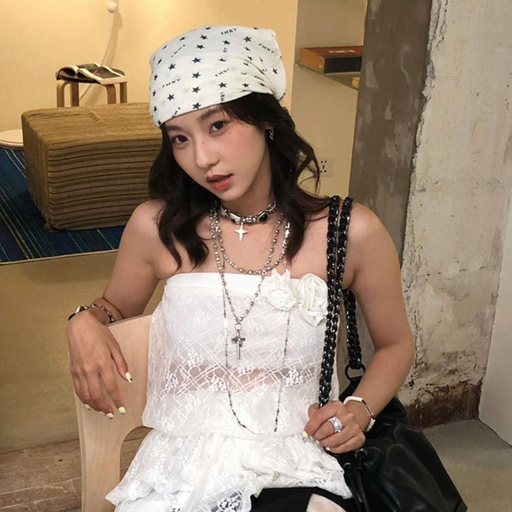 Star Leopard Print Headscarf All-match Punk Bandana Retro Y2k Print Turban  Spice Girls