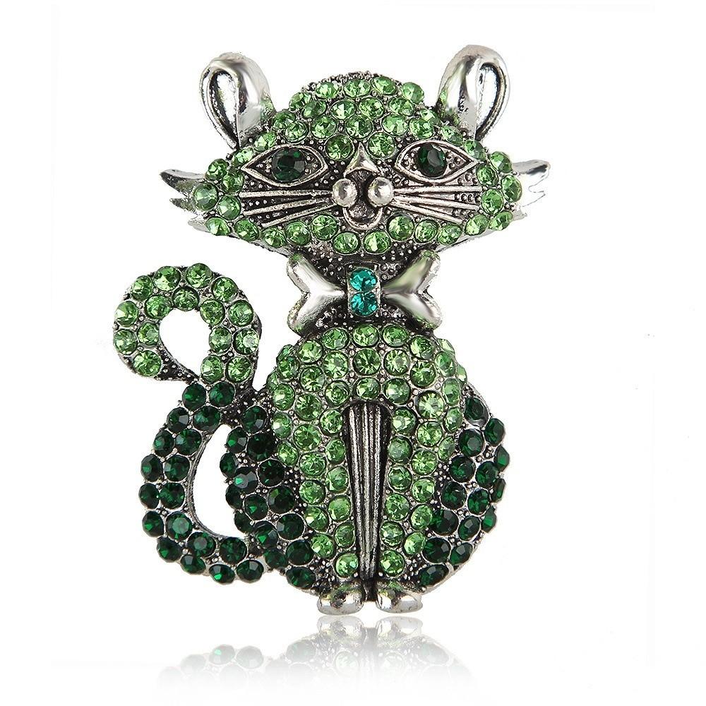Lovely Design Cat Brooches Rhinestone Vintage Pin Feminine Style Animal Brooch  Party Accessories