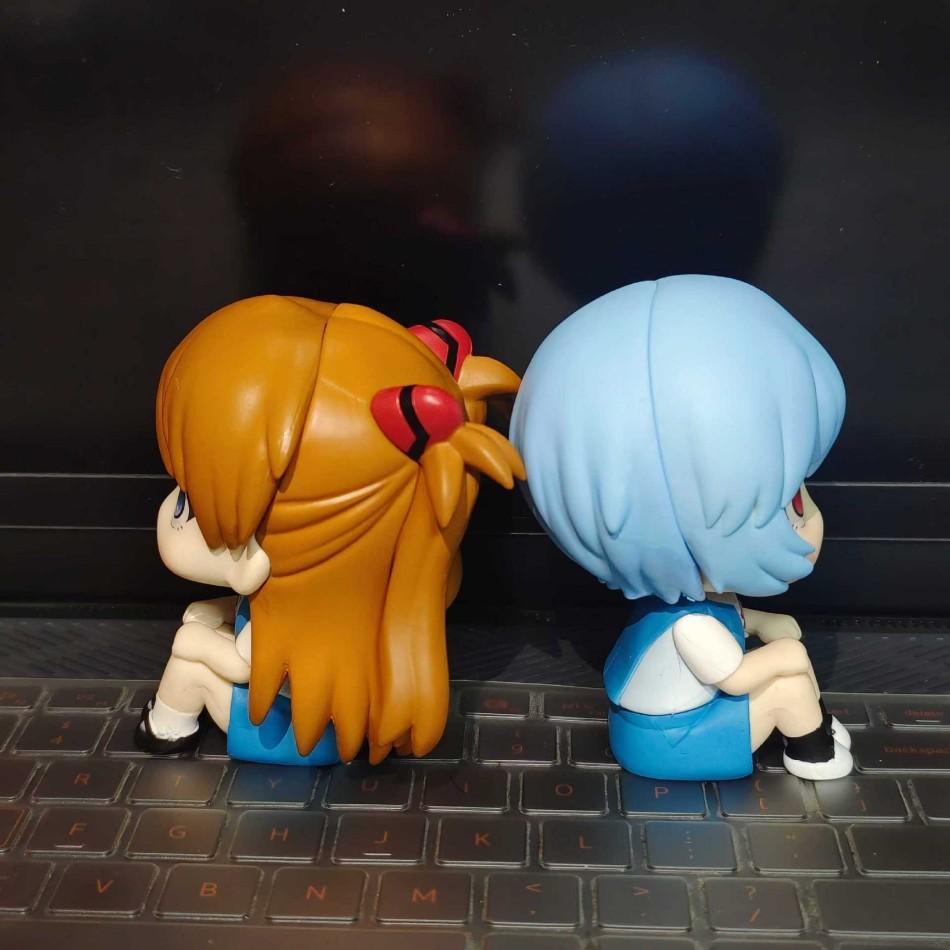 10CM Anime Evangelion Ayanami König Figur Souryuu Asuka Langley Aufschau Eva Sitzendes Modell Spielzeugpuppe Actionfigur PVC Ornament