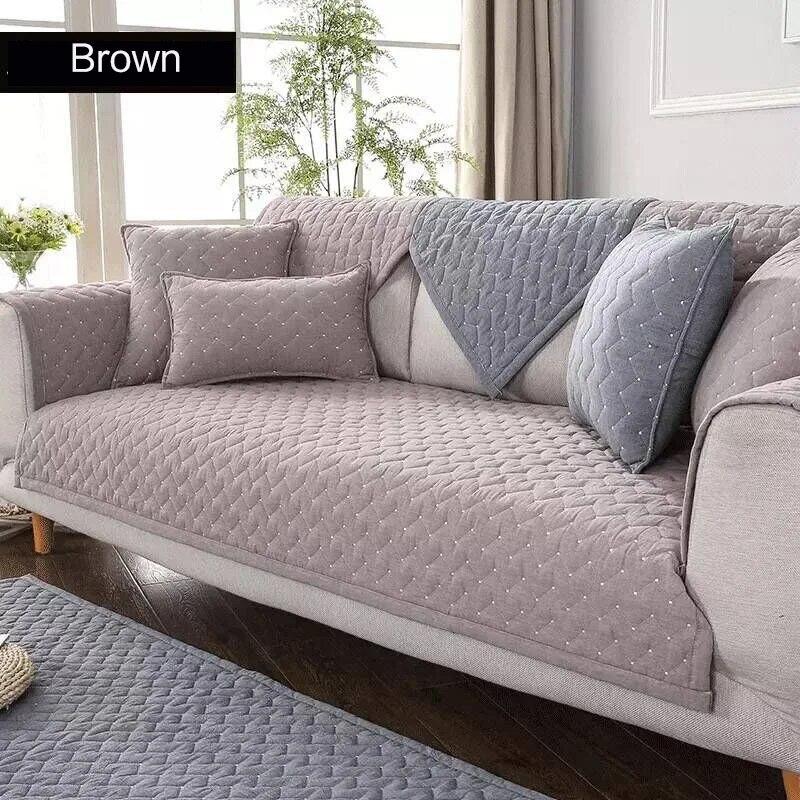 Cotton Sofa Cover Solid Color Non-slip L Shaped Slipcover Protect Pet Dog Cushion Mat Anti-dirty Sofa Cover for 1-4 Seats Sofa