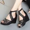 Fashion AIYUQI Women's Sandals Wedge 2024 New Fashion Roman Sandals Women High Heel Rhinestone Fishmouth Women's Summer Sandals